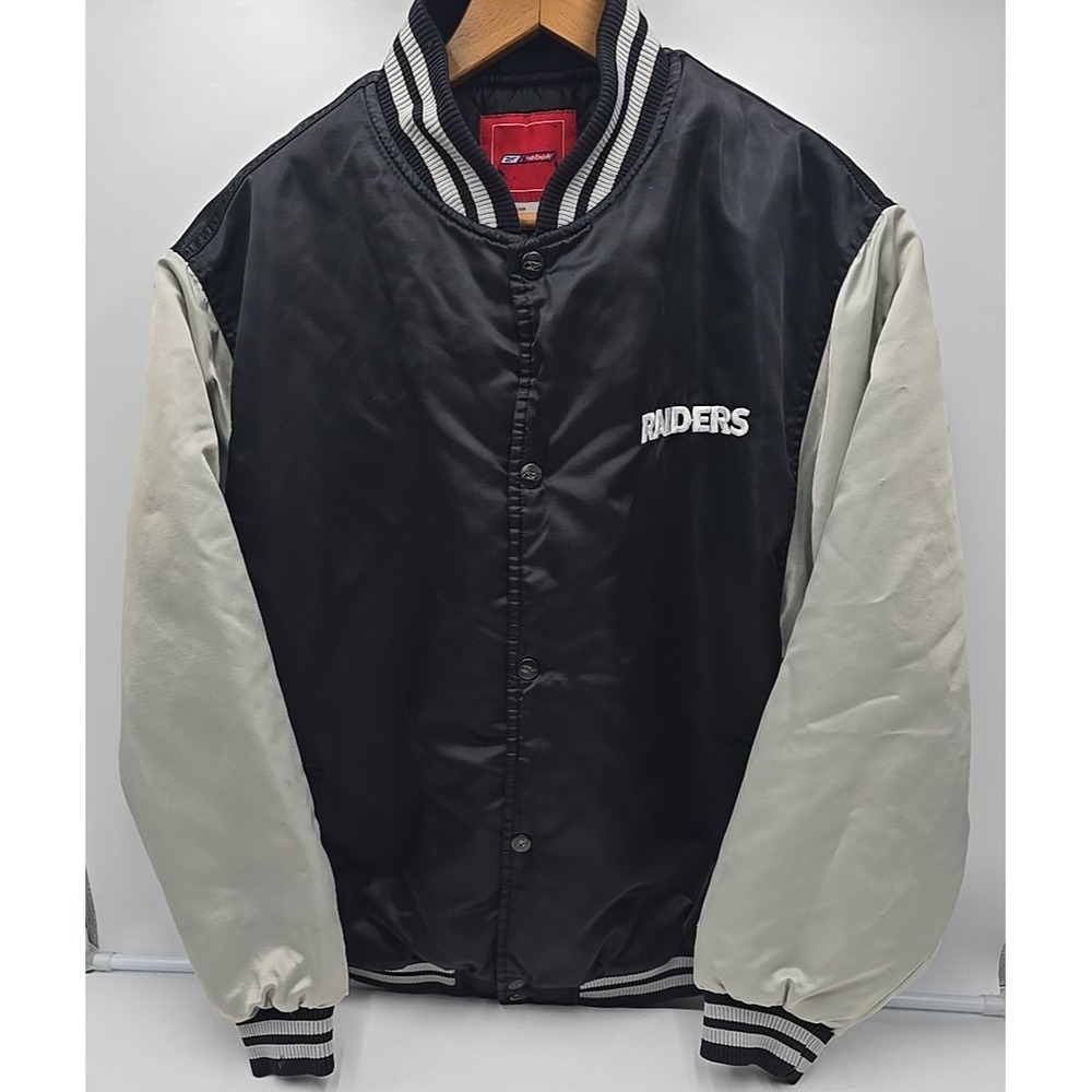 Vintage 90s LA‎ Oakland Vegas Raiders Satin Chalk Line NFL Jacket Bomber XL